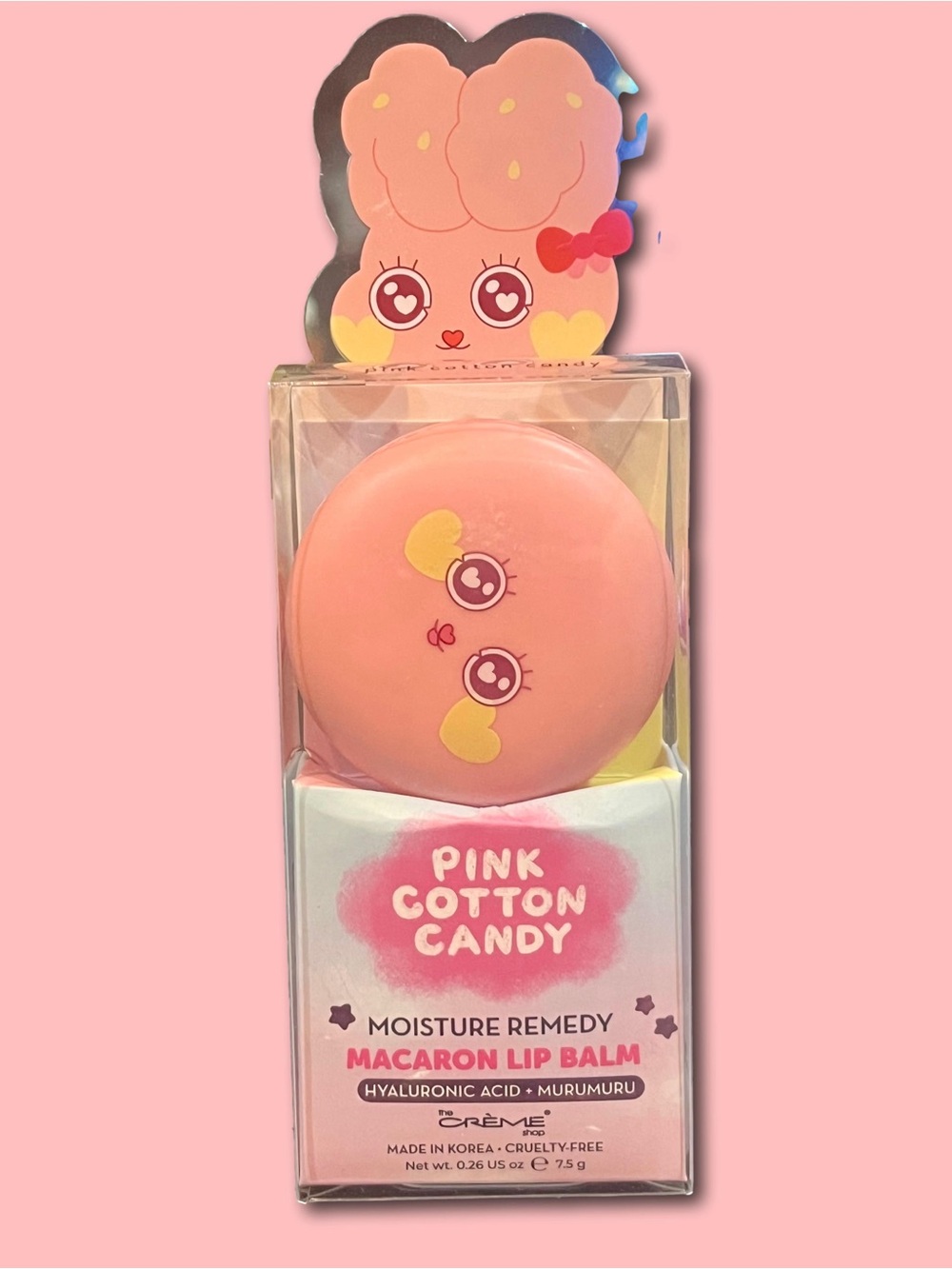 The crème shop Pink Cotton Candy Macaron Moisturizing Lip Balm